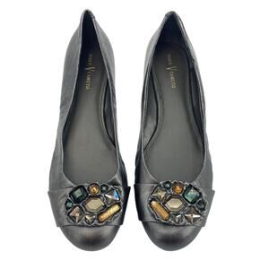 Vince Camuto Size 9 Richie Ballet Flats Silver Jeweled Slip On Shoes